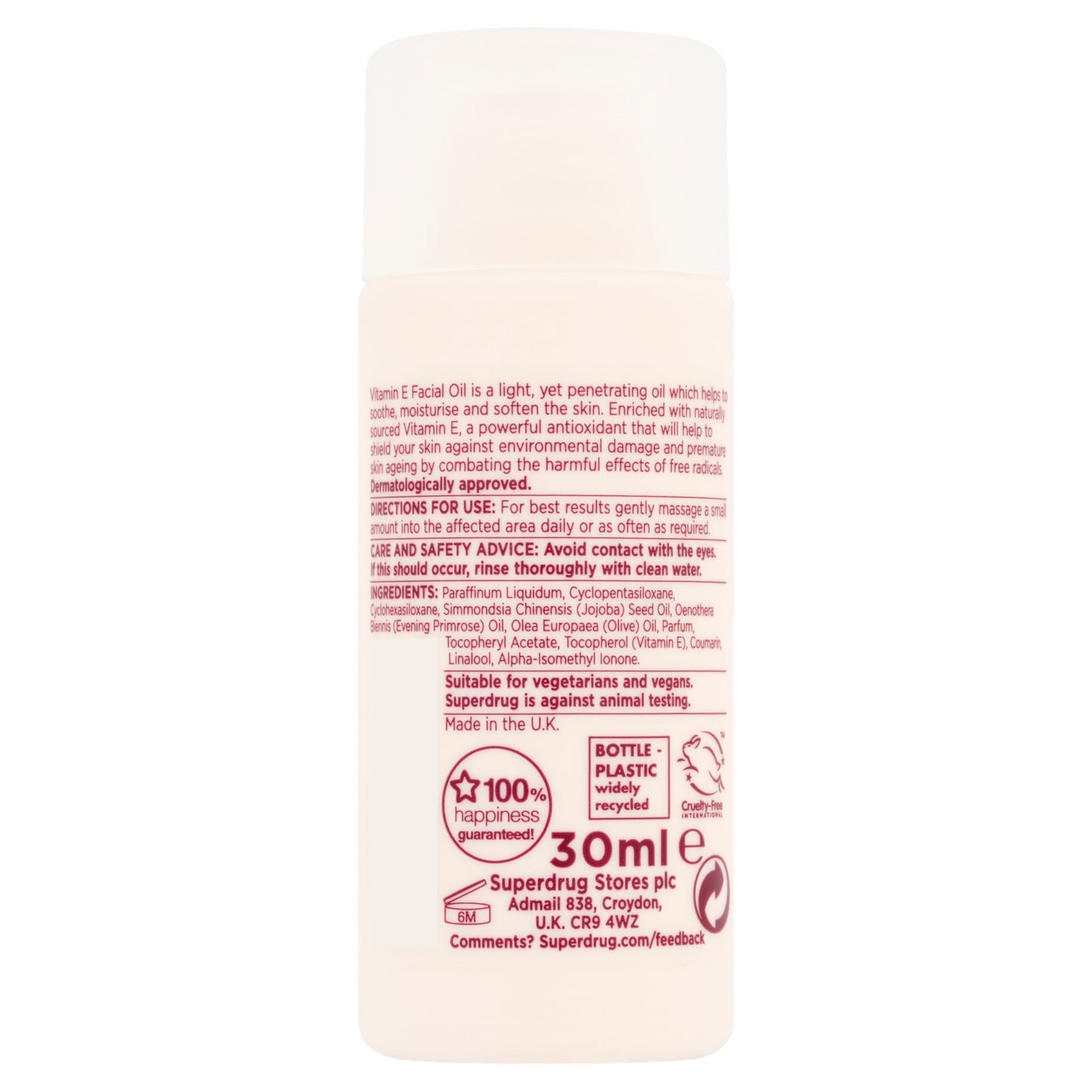 Superdrug Vitamin E Skin Oil 30ml.