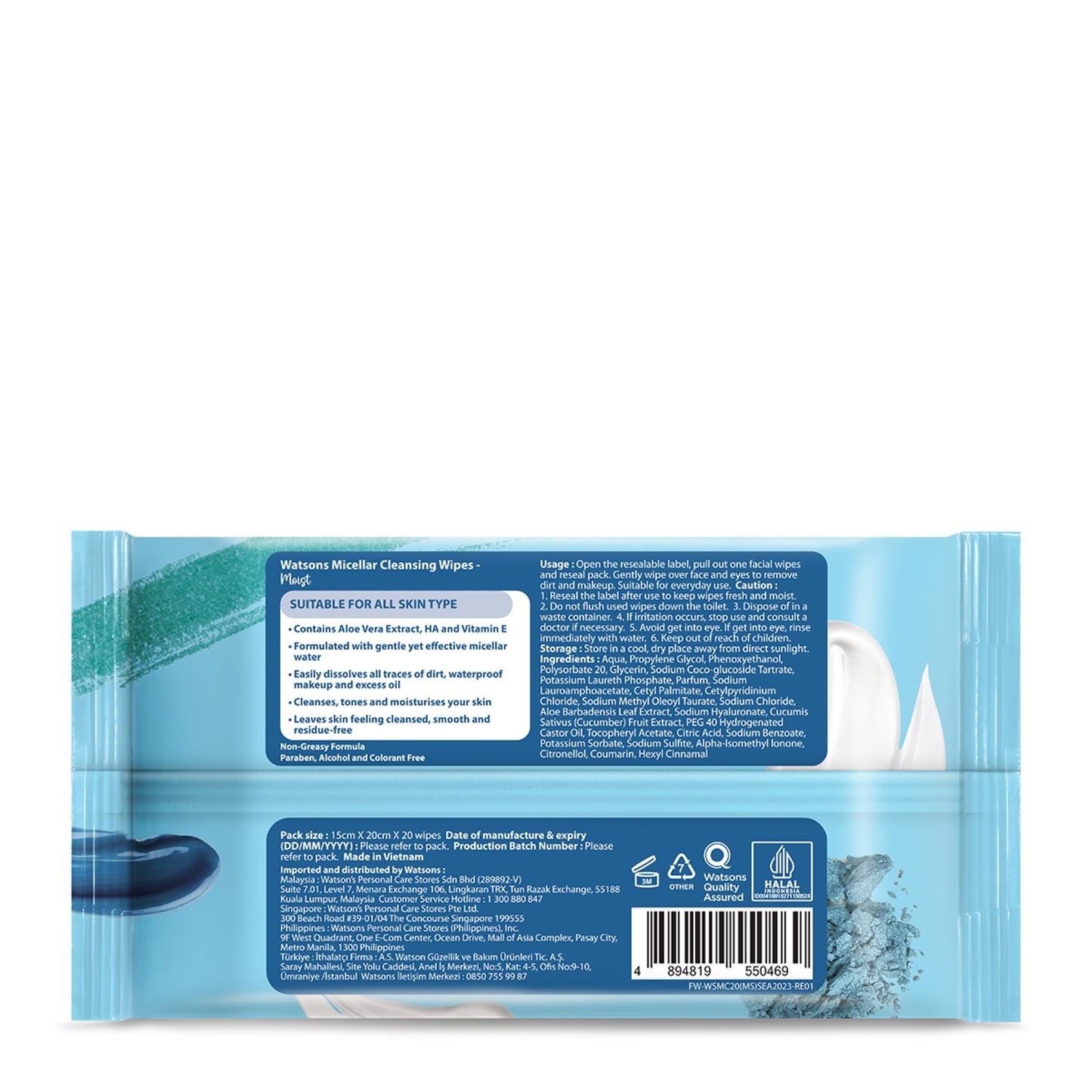 Watsons Micellar Cleansing Wipes Moist (Sea)