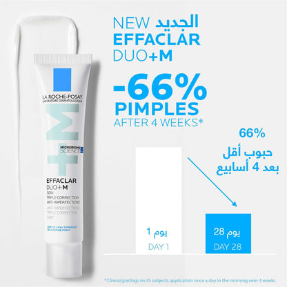 La Roche-posay Effaclar Duo+m 40ml Anti-imperfections Triple Corrective Care for Oily and Acne-prone Skin, Powered by Microbiome Science.