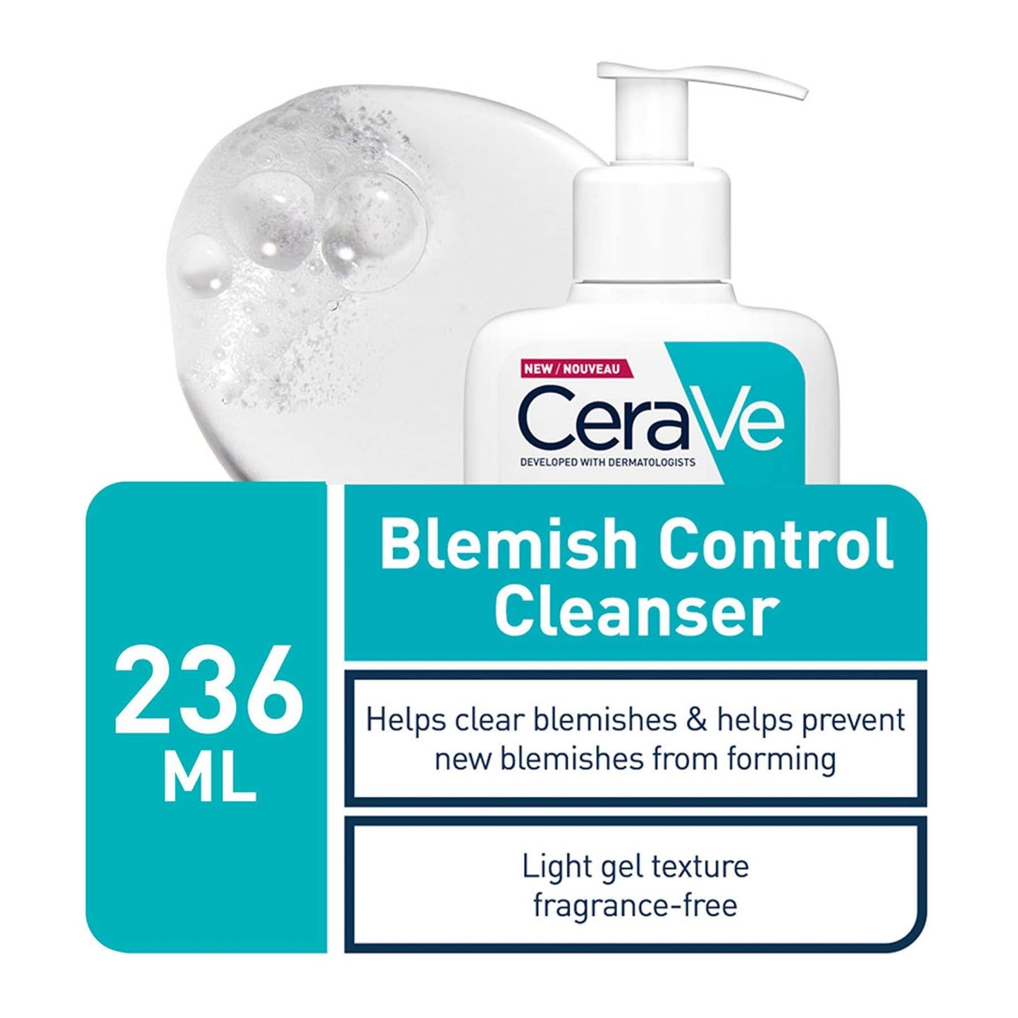 CeraVe Blemish Control Cleanser Face Wash for Acne & Blemish-Prone Skin with 2% Salicylic Acid, Niacinamide & Ceramides 236ml