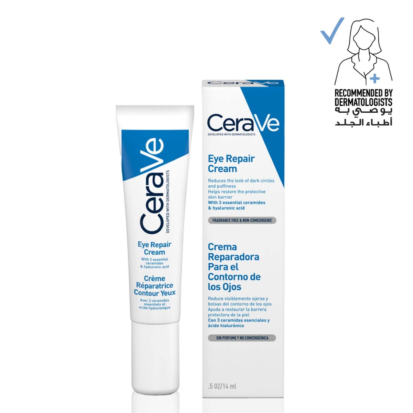 CeraVe Eye Repair Cream for Dark Circles and Puffiness with Hyaluronic Acid 14ml