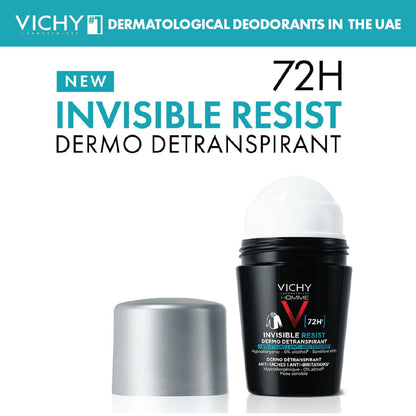 Vichy Homme Déodorant Invisible Resist Dermo-détranspirant 72h Roll-on 50 Ml