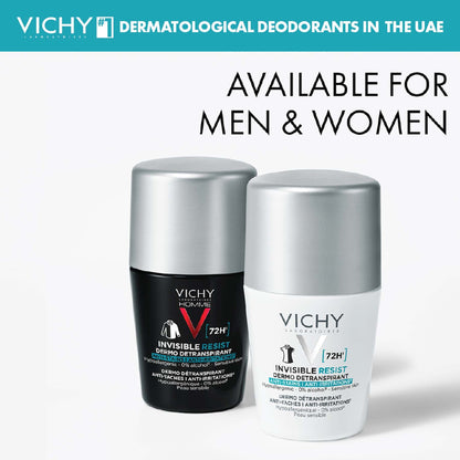 Vichy Homme Déodorant Invisible Resist Dermo-détranspirant 72h Roll-on 50 Ml