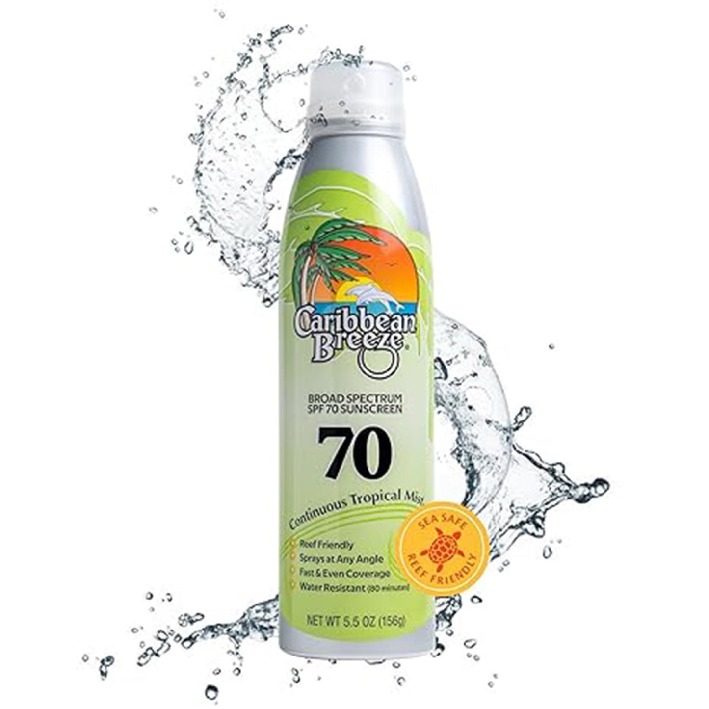 Caribbean Breeze Sunscreen Spray  Breeze Kids Sunscreen  Spf70 - 156ml