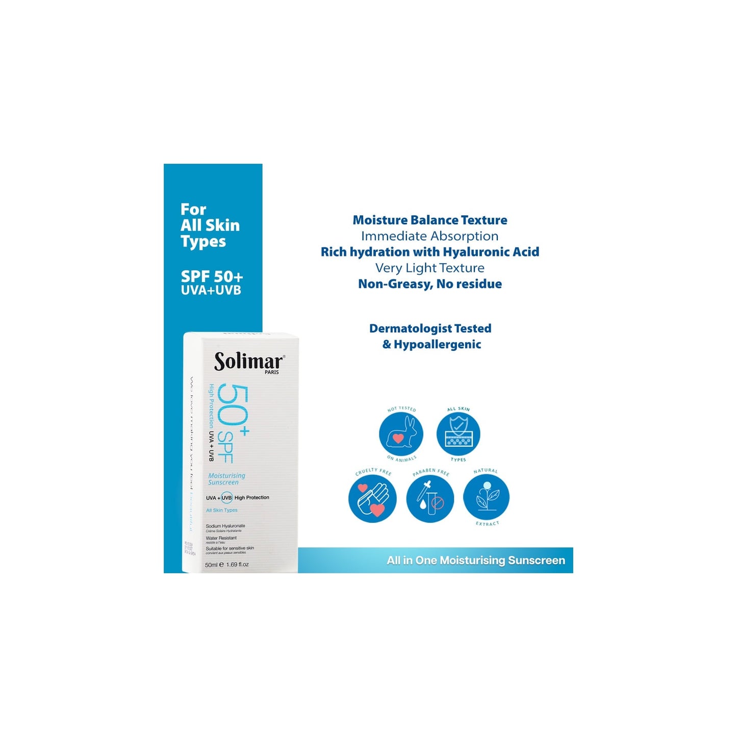 Solimar Paris Moisturising sunscreen spf 50+ cream 50 ml