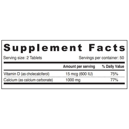 Sunshine Nutrition Calcium With Vitamin D3 100 Tablets