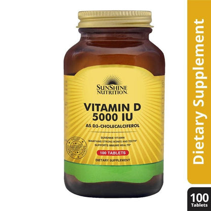 Sunshine Nutrition Vitamin D 5000 Iu 100 Tablets