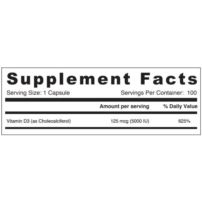 Sunshine Nutrition Vitamin D 5000 Iu 100 Tablets