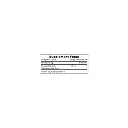 Sunshine Nutrition Ashwagandha 500mg Veg Caps 100 Tablets