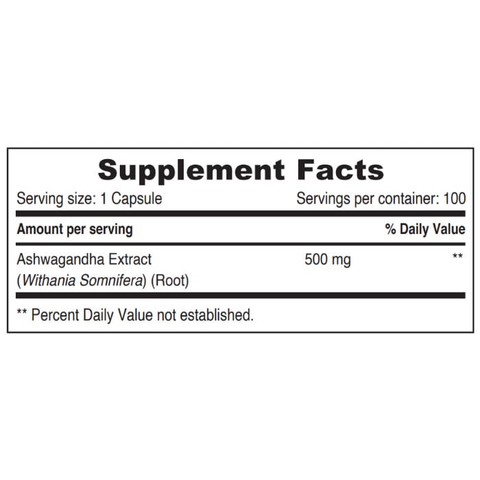 Sunshine Nutrition Ashwagandha 500mg Veg Caps 100 Tablets