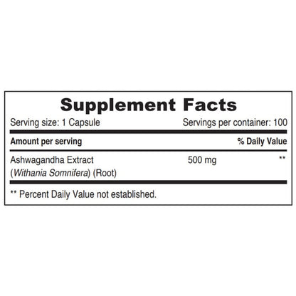 Sunshine Nutrition Ashwagandha 500mg Veg Caps 100 Tablets