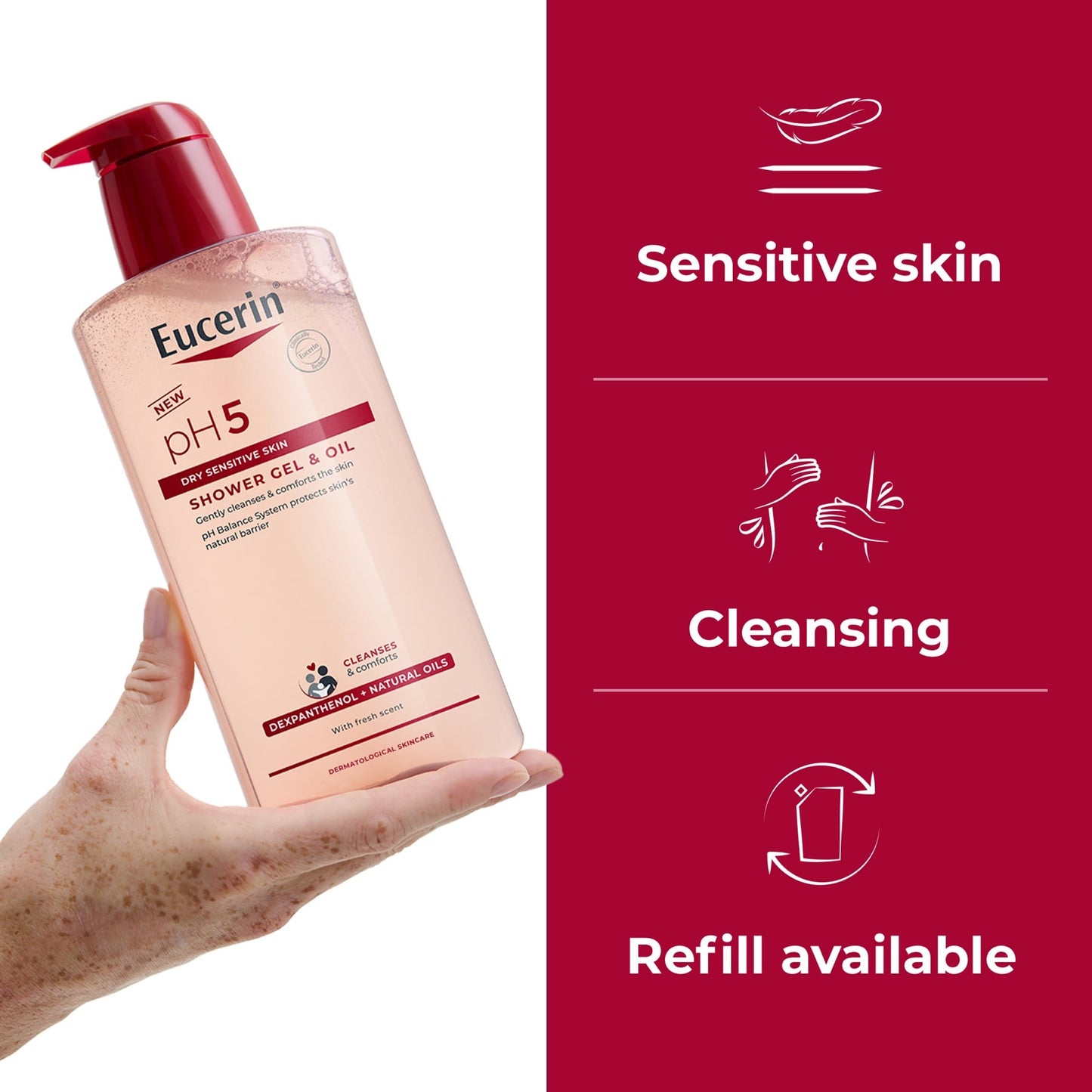 جل وكريم الاستحمام Eucerin pH5، مع ديكسبانتينول 400 مل