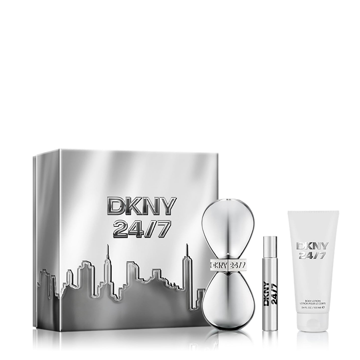 Dkny 24/7 للنساء او دي بارفان 100 مل + 15 مل + بل مجموعة