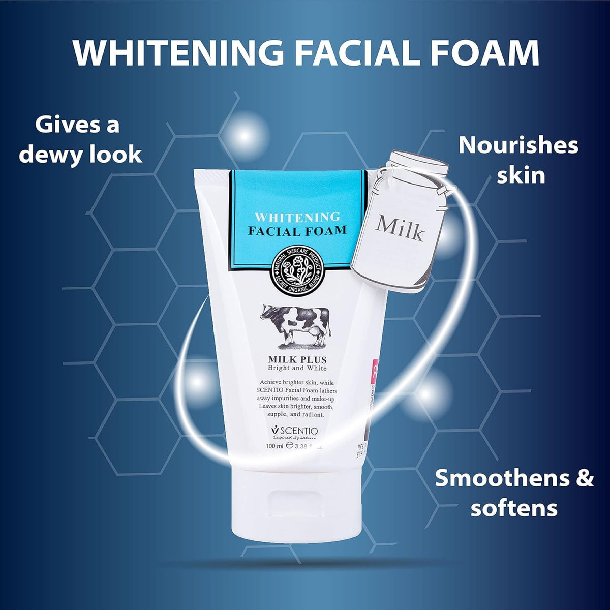 Scentio Beauty Buffet Milk Plus Bright & White Whitening Facial Foam - 100ml