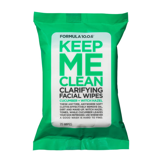 Keep Me Clean Clarifying Cleansing Facial Wipes Cucumber + Witch Hazel 25pcs Green |25 wipes