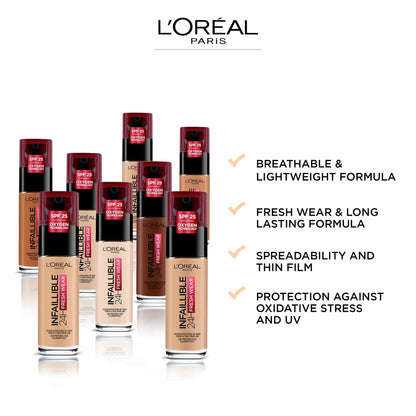 L'Oreal Paris Infallible 24H Fresh Wear Liquid Foundation 320 Toffee 30ml
