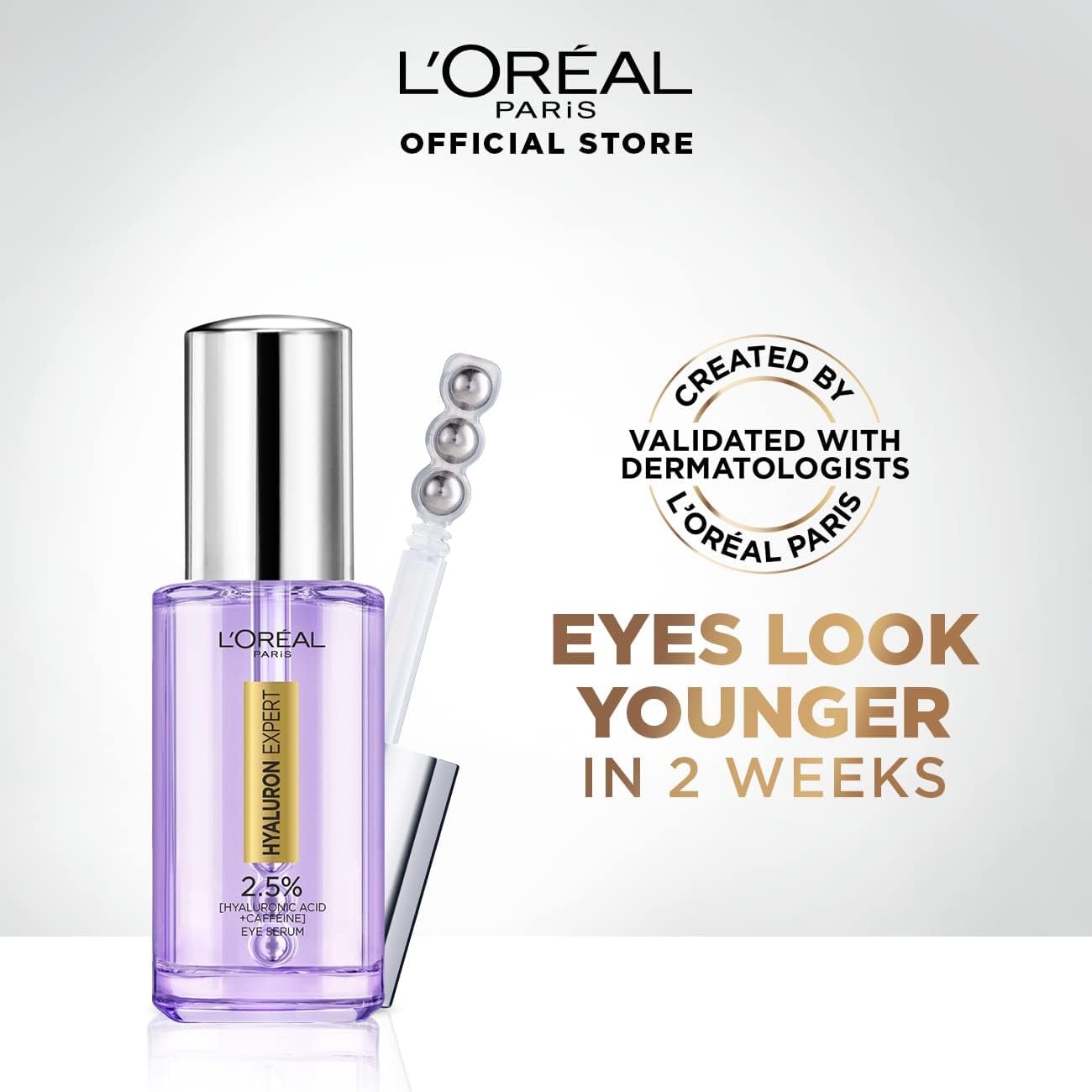 L'Oréal Paris Hyaluron Expert Eye Serum With 2.5% Hyaluronic Acid, Caffeine and Niacinamide - 20ml