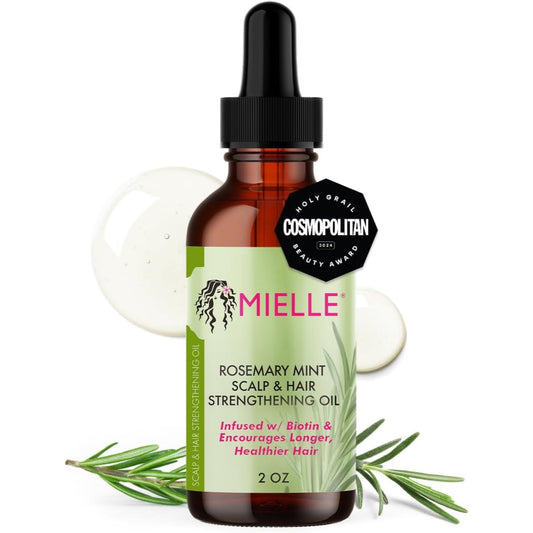 Mielle Organics Rosemary Mint Scalp & Hair Oil, Infused with Biotin, Daily Use, Scalp Treatment & Split End Care, Strengthening Oil