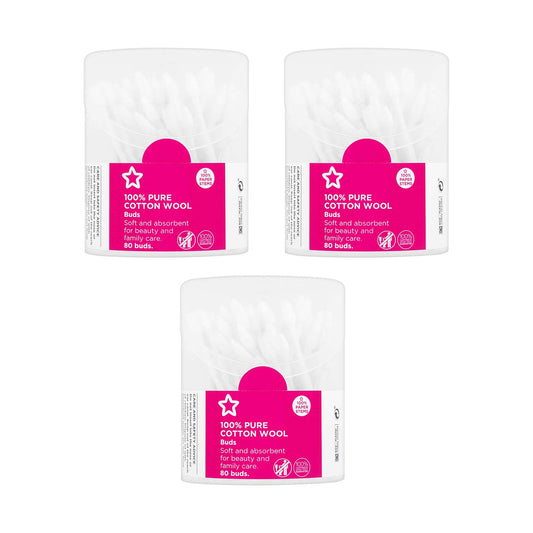 Cotton Wool Buds 80pcs x 3 packs 3 x 80pcs
